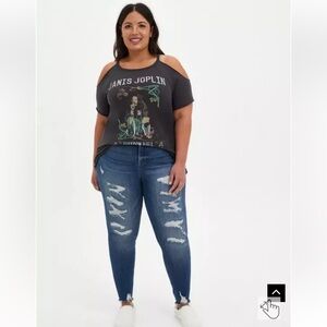 Torrid Vintage Black Janis Joplin Cold Shoulder Tee